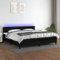 KOIECETA Boxspringbett mit Matratze LED Doppelbett Bett Polsterbett Bettgestell Bettrahmen Lattenrost Schlafzimmerbett Hotelbett Schwarz 200x200 cm Stoff