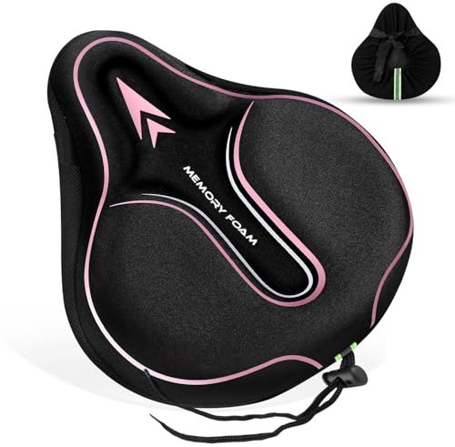 MSDADA Housse de siège de vélo rembourrée en Mousse à mémoire de Forme pour Homme et Femme, Accessoires de vélo Confortables pour vélo, extérieur et intérieur (Rose)