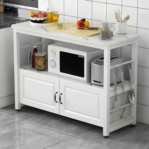 Mueble de almacenamiento industrial para microondas, encimera grande, 3 ganchos, isla de cocina, microondas, horno, mesa de café