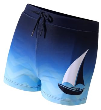 Comfyouth Costume da bagno per bambini, modello ondulato, ad asciugatura rapida, con foderato, elastico in vita per ragazzi, 128-176