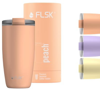 FLSK Tumbler – Premium coffee to go-Becher aus Edelstahl – 100 % auslaufsicher, BPA-frei & doppelwandig – hält 3 h heiß (peach, 500 ml)