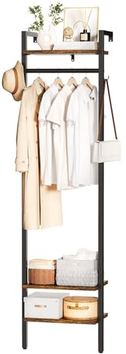 YMYNY Wandgarderoben mit Ablage, Garderobenständer, 180CM Kleiderständer, Freistehender hoher Schrankorganizer, Industrieller für Kleidung, Flur, Schlafzimmer, Rustikales Braun HGR003H