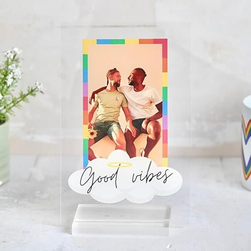 Cristal Plaque Placas Conmemorativas Personalizadas Good Vibes LGTBI+ Placa Personalizada para Regalos Originales y Decoracion Hogar con Foto Personalizada – Metacrilato Transparente