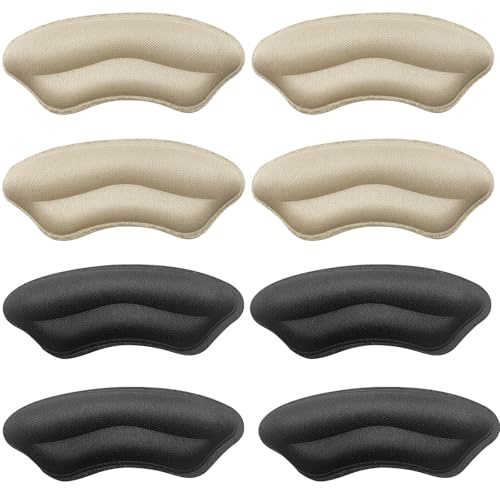 Heel Pads for Shoes 4 Pairs - Heel Cushion Inserts Grips, Heel Protectors for Women Men, Back of Heel Cushion Pads Prevent Slipping Blisters & Loose Fit (2 Nude + 2 Black)