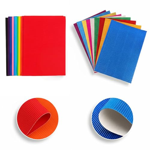 FENGJINGJIACHENG 20 Blatt A4 Wellpapp-Papierbögen, bunt, für Bastel- und Bastelprojekte