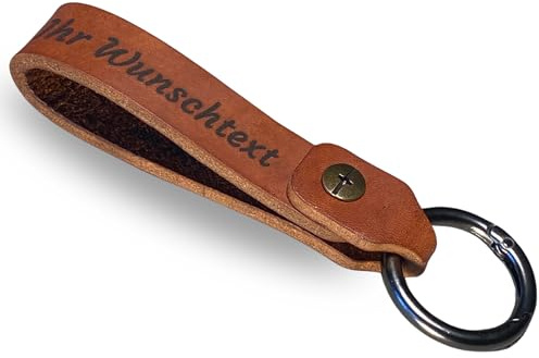 SCHWEGLER.online Schlüsselanhänger Leder personalisiert 4 mm braunes Rindsleder handgefertigt mit individueller Gravur