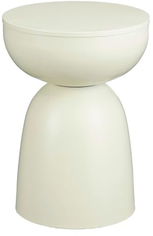 MICA Decorations Elliot Beistelltisch – Beistelltisch Rund H45 x Ø32 cm – Wohnzimmer Tisch oder Nachttisch – Eisen mit Pulverbeschichtung – Off-White