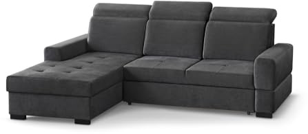 MW EURO-MEBLE Ecksofa Axel MINI - Wohnlandschaft, Polstersofa, Polstercouch (Linke Seite - Dunkelgrau: Voss 18)