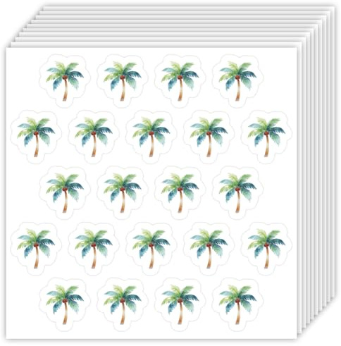 OLYCRAFT 440 Stück Palmen Selbstklebeaufkleber 20 Blätter Tropische Planer Aufkleber Dekorative Aufkleber Kleine Etiketten für DIY Basteln Scrapbooking Kalender Alben Tagebücher
