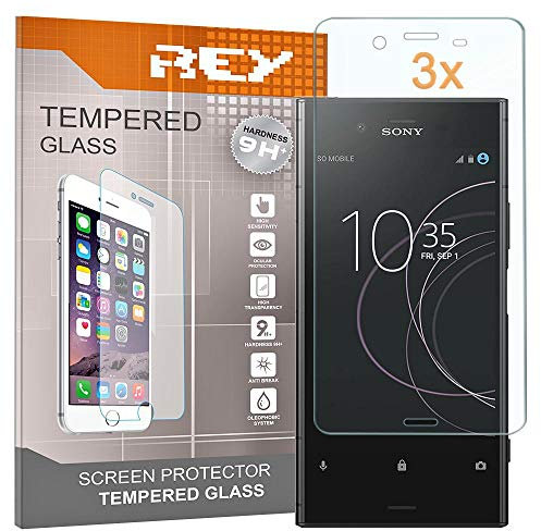REY Pack 3X Bildschirmschutz aus gehärtetem Glas für Sony Xperia XZ Premium, Schutzfolie, Displayschutzfolie 9H+ Härte, Anti-Kratzen-Öl-Bläschen