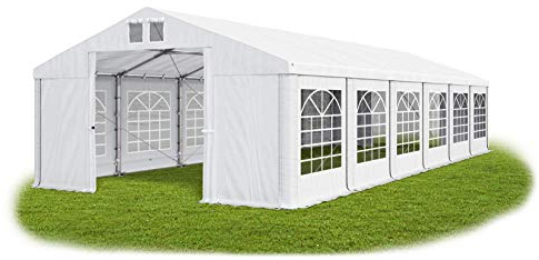 Das Company Partyzelt 6x12m wasserdicht weiß Zelt Dachplane modular 580g/m² PVC ganzjährig stahlseile Gartenzelt Winter Plus MS/SD