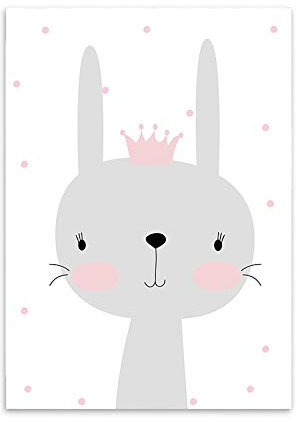 Hochwertiger Leinwanddruck mit niedlichem Bunny als Motiv A4 21x30cm (ohne Rahmen) - Kunstdruck moderne Poster Print Leinwandbild Wandbild Leinwand Plakat Deko Bild DINA4 (Rabbit, 21 x 30 cm)