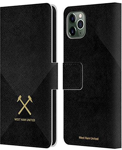Head Case Designs Officially Licensed West Ham United FC Black & Gold Hammer Marque Kit Leather Wallet Case Compatible With Apple iPhone 11 Pro Max