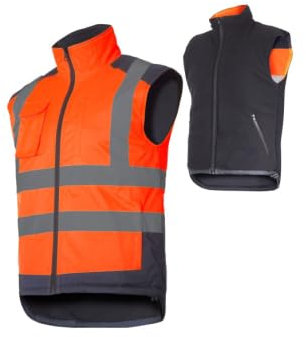 K&G Profi Arbeitsweste Lahti PRO L41314 ORANGE Herren Warm Weste Doppelseitige Warnweste Winterweste Herrenweste Bodywarmer Warmweste (M)