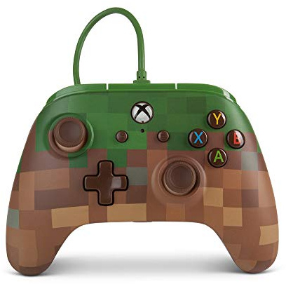 Manette filaire améliorée PowerA pour Xbox One – Bloc d'herbe Minecraft
