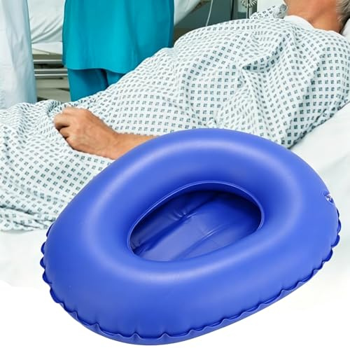 Bett Toilette Urinal, Tragbare Aufblasbare Toilettenschüssel Anti-Dekubitus Pflege Mit Luftpumpe, Für Krankenhaus Haus Lähmung Chirurgie Ältere Bettlägerige Pflege (Blau)