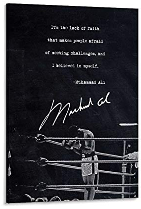 ASDQA Poster auf Leinwand mit Zitaten von Muhammad Ali und Wandkunst, modernes Familienschlafzimmerdekor, 30 x 45 cm