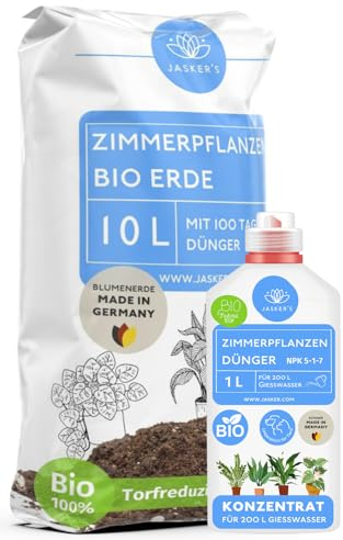 Zimmerpflanzen Erde 10 L + 250 ml Dünger Zimmerpflanzen - Blumenerde Zimmerpflanzen und Grünpflanzen - Erde Zimmerpflanzen - Ideal zum Umtopfen