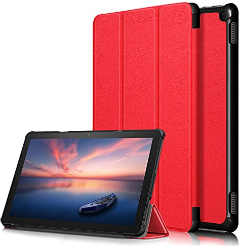 Kepuch Custer Hülle für Fire HD 10 2021/10 Plus,Smart PU-Leder Hüllen Schutzhülle Tasche Case Cover für Fire HD 10 2021/10 Plus - Rot