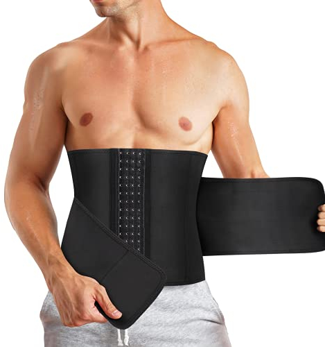 Bingrong Bauchweggürtel Schwitzgürtel für Herren Verstellbare Neoprene Sauna Fitnessgürtel Sport Training Taillenformer zum Laufen, Workout Fitness (Schwarz, S)