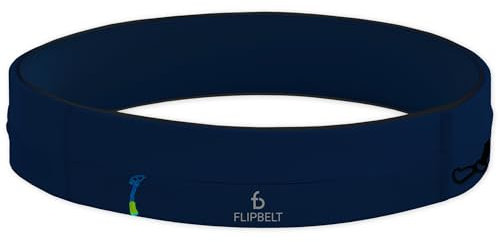 FlipBelt Zipper - Laufgürtel für Handy & kleines Zubehör - Sport-Bauchtasche für Damen und Herren - XS - Mitternachtsblau