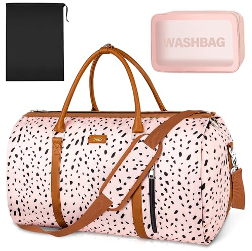 Kleidertasche für Reisen, umwandelbare Handgepäcktasche, große Reisetaschen für Frauen, 2-in-1 hängende Koffer, Anzug, Reisetaschen für Damen und Herren, 3-teiliges Set, A-Rosa Leopard