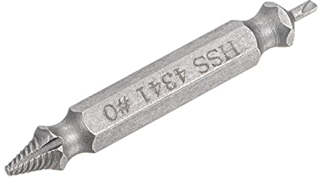 sourcing map Beschädigter Schraubenausdreher 0# Verchromter Schnellarbeitsstahl 4341 Entferner für Gebrochene Schrauben mit Gewinde und Bohrerende