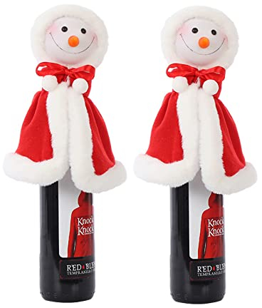 TracyWoll Weinflasche Flaschenüberzug, Weihnachten Weinflasche Cover, Weinflasche Abdeckung Taschen, Weihnachtsmann Weinbeutel, Christbaumschmuck-D||2pcs