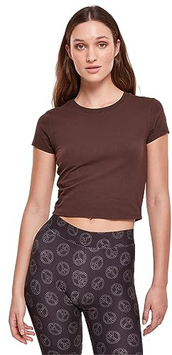 Urban Classics Damen T-Shirt Ladies Stretch Jersey Cropped Tee Brown S