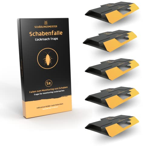Schabenfalle - 5 Stück - Kakerlaken bekämpfen - Zur Bedarfsermittlung und Monitoring - Kakerlaken Falle - Inkl. Köder