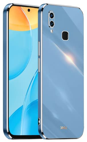 HONLEN Custodia per Redmi Note 7 (6.3 Inches), Cover Morbida in Silicone TPU, Design del Telaio Galvanico - Blu navy