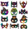 Wishstar 24 Stück Halloween Kratzbild, Kratzbilder Masken，Kratzbilder Kinder，Halloween Masken Bastelset DIY mit Elastischen Kordeln und Holzgriffel，Halloween Dekoration DIY Handwerk