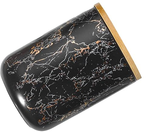 JTBDWOSK Ceramic Multifunction Storage Jar with Marble Pattern, Sealed, with Lid, Ceramic, Tea Leaves, Storage Container, Coffee, Oatmeal, Tea, Candy, Biscuits, Jewelry Box,Black