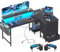 ODK Scrivania Gaming Angolare, Scrivania Angolare Reversibile con 4 Cassetti, Tavolo a Forma di L con LED e 2 Porte di Ricarica USB e 2 Prese di Corrente per Casa Ufficio (Nero, 140x80x84.7cm)