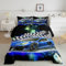 Blaues Rennwagen-Bettwäsche-Set in voller Größe, Fast and Furious Extremsportspiele, Bettwäsche-Sets für Kinder, Jungen, Teenager, Sportwagenbett in einer Tasche, coole, moderne Bettdecke mit 2