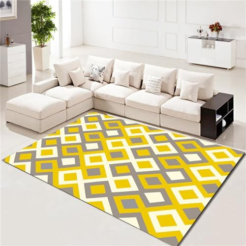 AU-OZNER modern Art Gelber Teppich, Badezimmertür-Sofa-Anti-Milben-Yoga-Teppichteppich orientalisch,Gelb,40x60cm