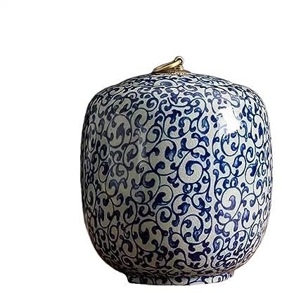 Tarro de Té Cerámica,Recipiente de almacenamiento de alimentos Recipiente de té chino Tarro de sellado de cerámica Almacenamiento grande para el hogar Almacén de té Tarro universal de té de hojas suel