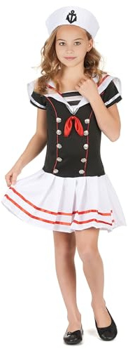 Déguisement marin noir et blanc fille Jadeo