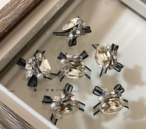 Joyería for uñas, aleación de lazo, nueva joyería for uñas terminada, explosiones de uñas súper llamativas hechas a mano de cristal (Color : 4, Size : 16 pieces)