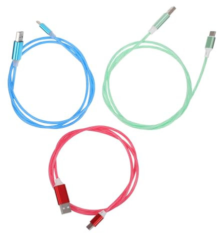 Veemoon 3 Pièces Câble De Chargement Type c Câble De Charge Fluide LED pour Téléphone Rouge Pastèque Vert