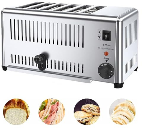 Tostapane Manuale, Tostapane A Nastro Commerciale, Tostapane In Acciaio, Tostapane A 6 Fette, Tostapane A Sei Pezzi Ad Alta Potenza Da 2500 W, Il Riscaldamento Ad Alta Temperatura Non Si Deforma