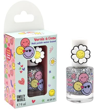 Smiley Kinder Nagellack 2er Set – Wasserbasierter Nagellack 2x9 ml – Ungiftig, Sicher & Leicht aufzutragen – Mit warmem Wasser abwaschbar – Perfekt für Mädchen