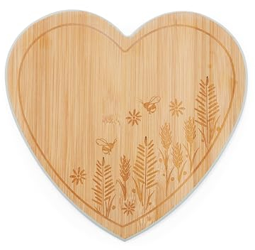 Cooksmart British Designed Heart Shaped Wooden Chopping Boards | Homestead Bamboo Paddle Board Lovely Board for All Types of Kitchen | Wood Chopping Boards Great for Chopping Meat & Veg
