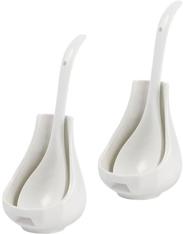 Alipis 2 Sets Ladle and Spoon Stand Kit Rice Ladle with Spoon Tray Spoon Holder Soup Ladle Rest Decorative Soup Spoon Delicate Utensil Holder Ladle Holder Ceramic Soup Spoon Rice Spoon