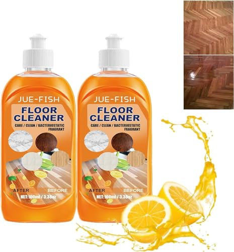 Jue-Fish Floor Cleaner- Powerful Decontamination Floor Cleaner, Jue Fish Floor Cleaning, Floor Cleaner Orange, Multipurpose Floor Cleaner Polish for Wood Floor, Ceramic Tile, Marble (2Pcs)