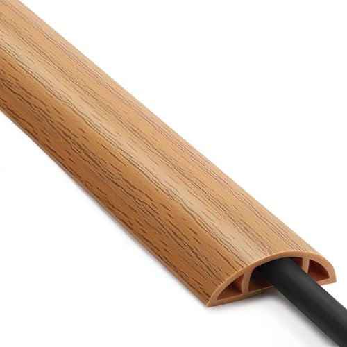 Cache-cordon de sol 1,2 m en bois de chêne jaune, gestion des câbles contre les trébuchements, cache-câble pour cordons d'alimentation électriques, cavité de protection de fil de 1,19,4 x 71,1 cm (l x