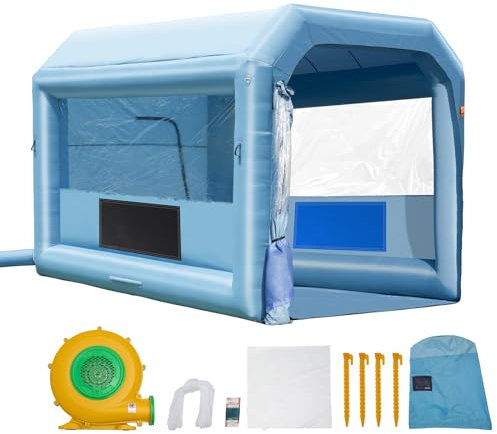 VEVOR Cabine de Peinture Gonflable 4x3x2,75 m, Tente Peinture Gonflable Automobile avec Souffleurs Puissants de 750 W et Système de Filtration, Station de Travail pour Pose de Peinture Atelier Garage