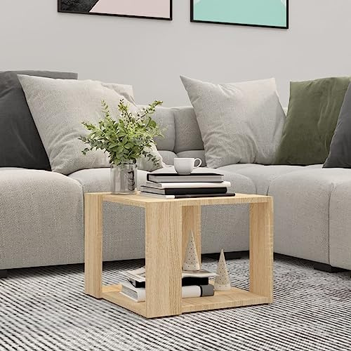 Tino Tech Couchtisch im Wohnzimmer Sonoma-Eiche 40x40x30 cm Holzwerkstoff Beistelltisch Stabile Tischplatte Ablagefläche für Snacks, Getränke, Vasen, Obstschalen oder andere Dekorationsgegenstände