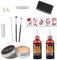 Faux Sang Halloween, Halloween Make UP Set, Sang Artificiel Halloween, SFX Zombie Vampire Clown Maquillage, 30ml de Sang Frais Artificiel, 30ml de Faux Sang Rouge Foncé, Dents de Zombie (A)