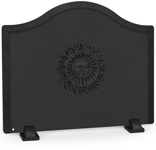 TECANA Kaminrückwand für Kamin 50.8 cm - Kaminrückplatten mit Füßen | Kamin Wärmereflektor Boho Stil Sonne Muster (20 Zoll)